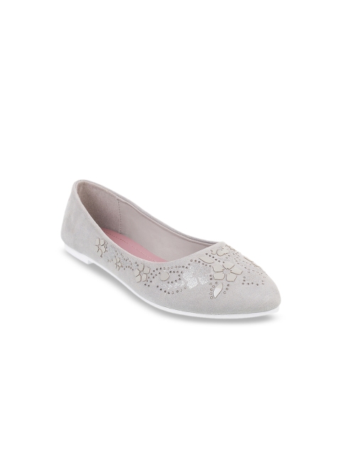 

Metro Women Grey Embellished Ballerinas