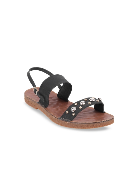 

Metro Women Black Embellished Open Toe Flats