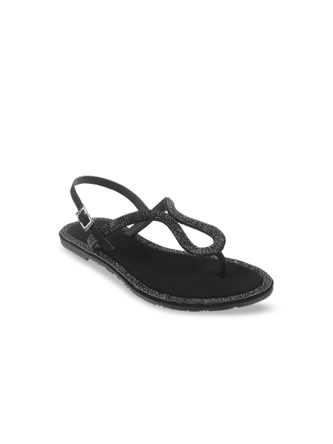 

Metro Women Black Embellished Open Toe Flats