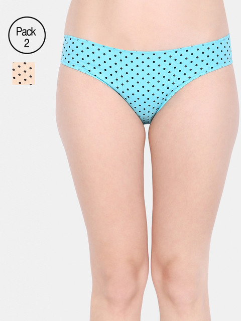 

Ms.Lingies Women Pack of 2 Printed Thong Briefs MSP031-89277S, Turquoise blue
