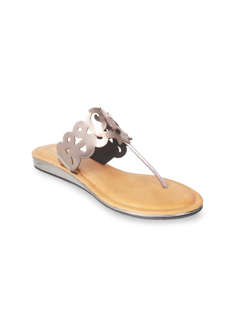 

Metro Women Grey Textured T-Strap Flats