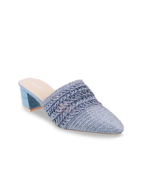 

Metro Women Blue Woven Design Mules