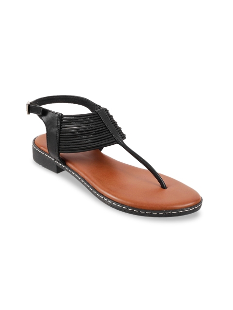 

Metro Women Black Textured T-Strap Flats