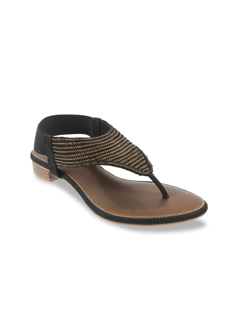 

Metro Women Black Textured T-Strap Flats