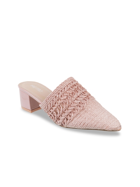 

Metro Women Pink Woven Design Mules