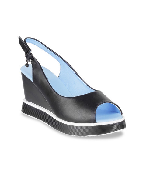 

Metro Women Black Solid Peep Toe Wedges