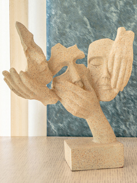 

TIED RIBBONS Beige Abstract Art Human Sculpture Showpiece