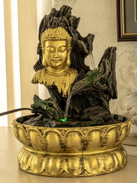 

TIED RIBBONS Gold-Toned & Black Antique Buddha LED Waterfall Fountain