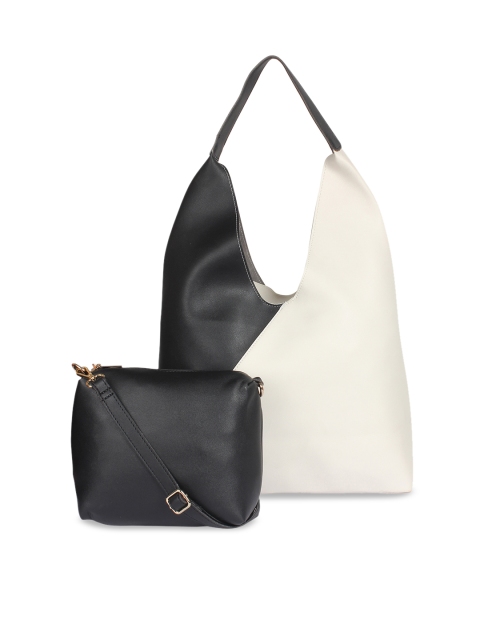 

red pout Black & White Colourblocked Hobo Bag