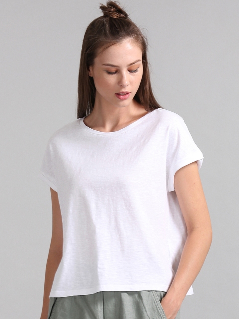 

GAP Women White Short Sleeve Slub T-Shirt