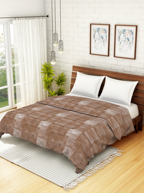 

SPACES Brown & Off-White Geometric AC Room 235 GSM Double Bed Dohar