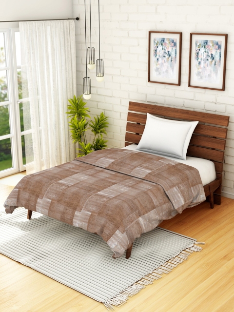 

SPACES Brown & White Geometric AC Room 235 GSM Single Bed Dohar