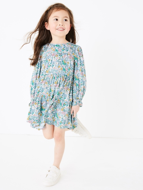 

Marks & Spencer Girls Multicoloured Floral Print Tiered Dress, Multi