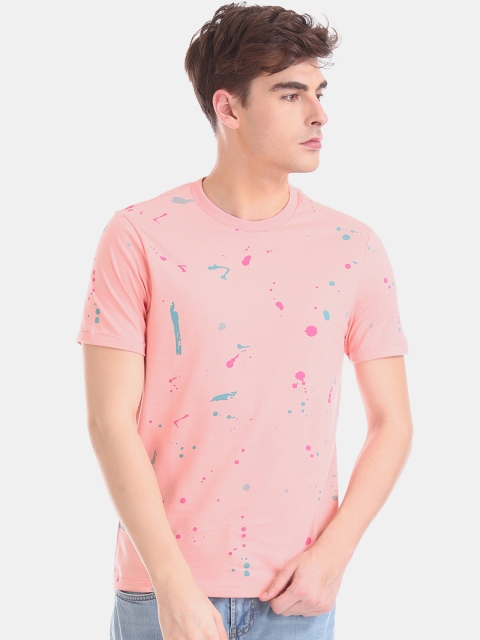 

Aeropostale Men Pink & Blue Printed Round Neck T-shirt