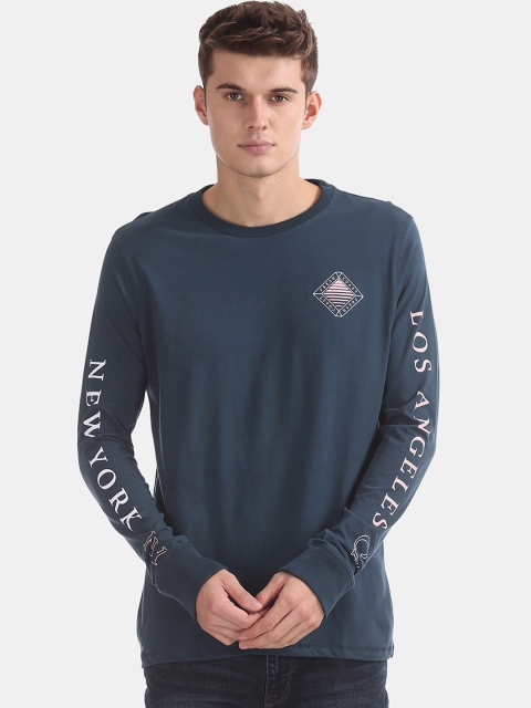 

Aeropostale Men Navy Blue Printed Round Neck T-shirt