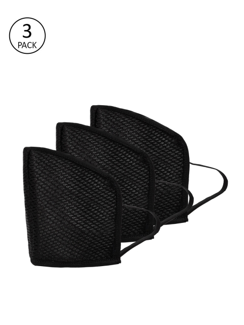 

SOJANYA Adults Pack of 3 Black 3-Layer Anti Pollution Reusable Outdoor Masks