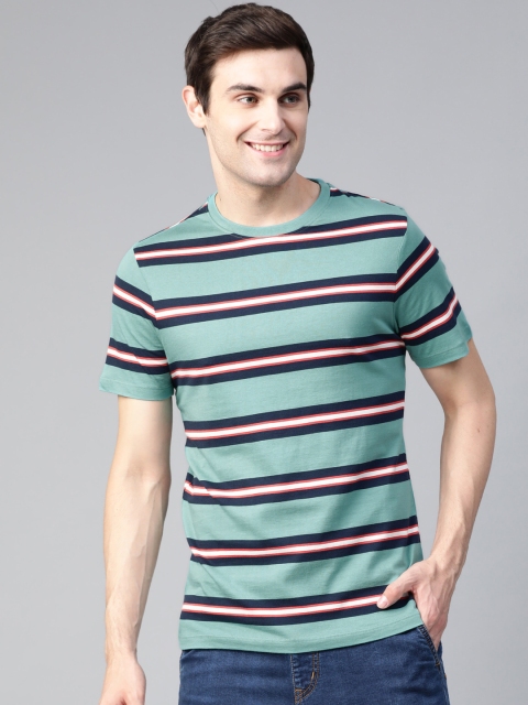 

Mast & Harbour Men Blue & Red Striped Round Neck T-shirt