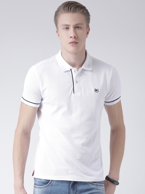 

COBB Men White Solid Polo Collar T-shirt