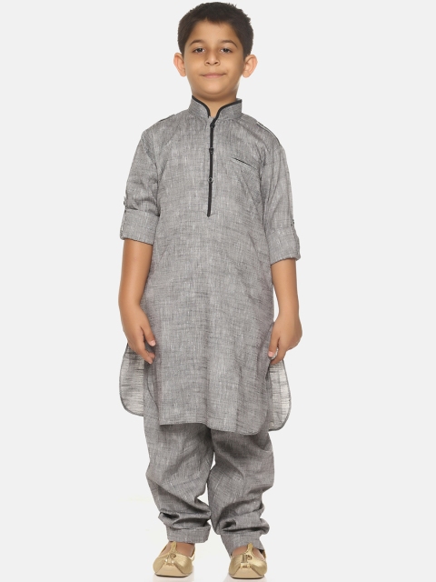 

La Bele Boys Grey Pakistani Solid Kurta with Pyjamas