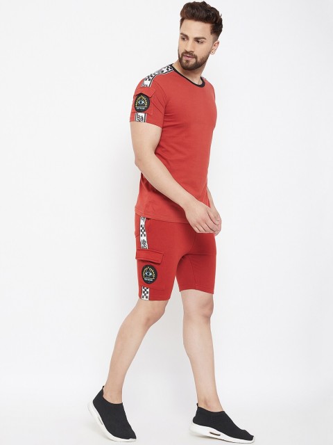 

FUGAZEE Men Rust-Coloured Solid Tracksuit