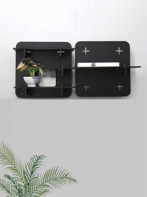 

RANDOM Black Set Of 2 MDF Basic Wall Shelf