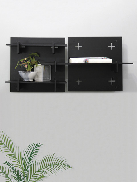 

RANDOM Set Of 2 Black MDF Square Basic Wall Shelf