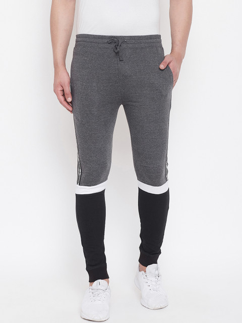 

GRITSTONES Men Grey & Black Colourblocked Slim-Fit Joggers