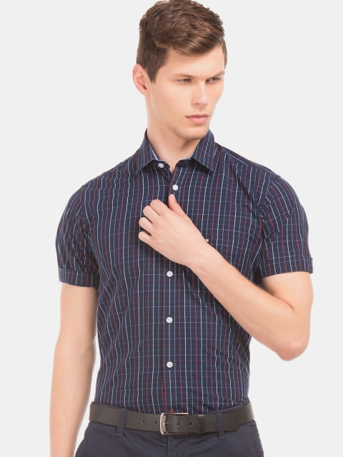 

Arrow Men Blue & Red Regular Fit Checked Semiformal Shirt