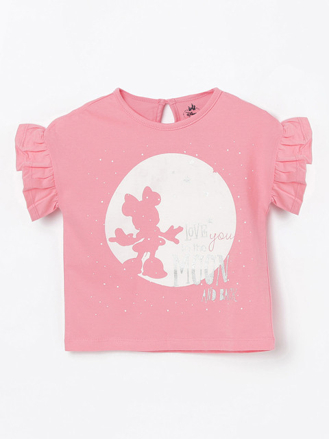 

Juniors by Lifestyle Girls Pink Printed Pure Cotton Top