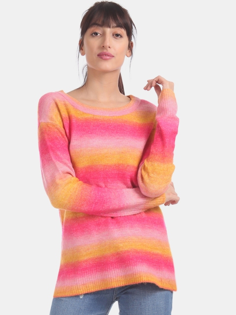 

GAP Women Pink Crew Neck Spacedye Sweater