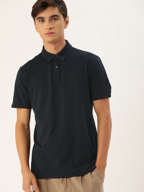 

GAP Men Navy Blue Solid Vintage Soft Polo Collar T-shirt