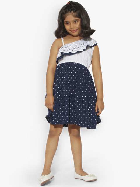 

Stylo Bug Girls Blue Printed Fit and Flare Dress