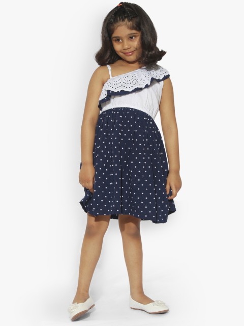 

Stylo Bug Girls Blue Printed Fit and Flare Dress