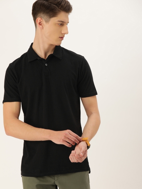 

GAP Men Black Solid Vintage Soft Polo Collar T-shirt