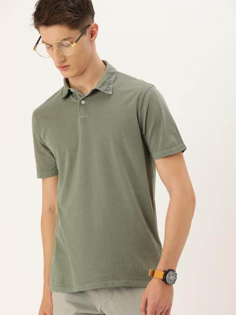 

GAP Men Olive Green Solid Vintage Soft Polo Collar T-shirt