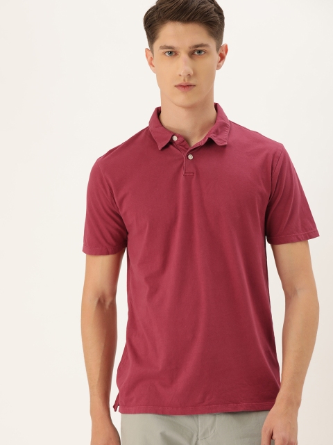 

GAP Men Maroon Solid Vintage Soft Polo Collar T-shirt