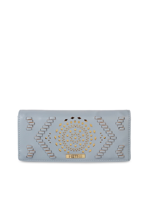 

Metro Blue Textured Cut Work Purse Clutch