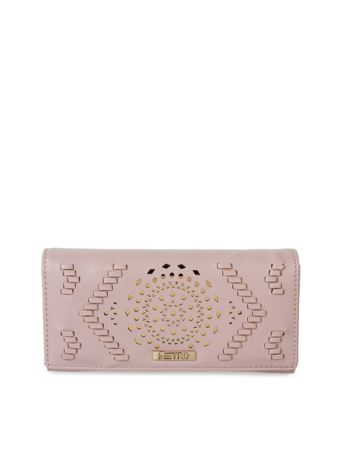 

Metro Pink Textured Cut Work Foldover Clutches
