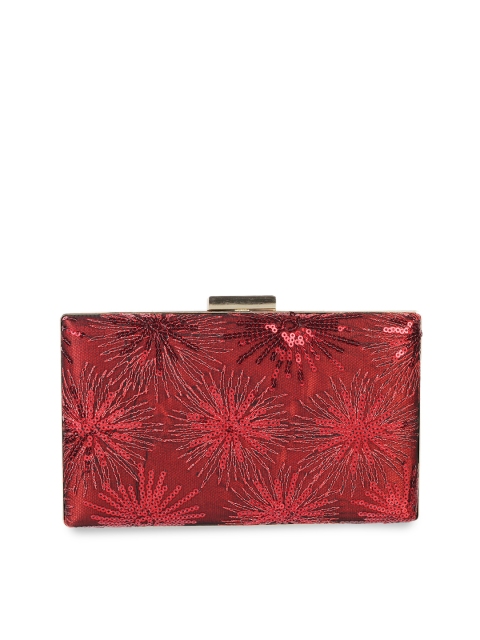 

Metro Red Embellished Box Clutch