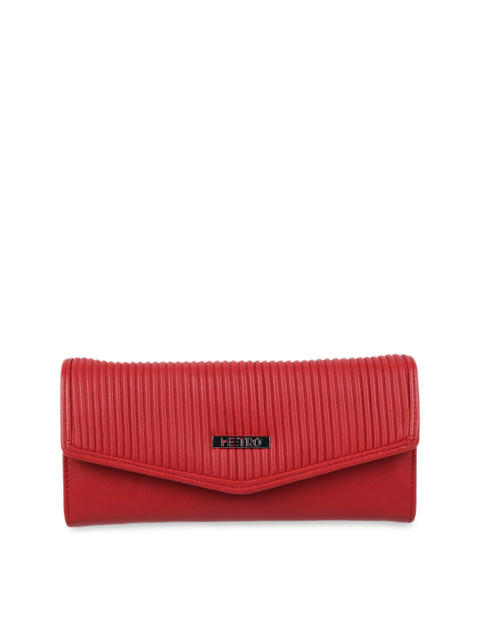 

Metro Red Textured Foldover Clutch