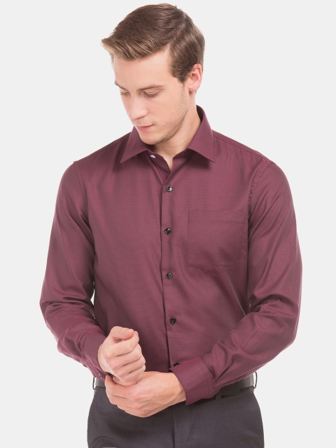 

Arrow Men Burgundy Slim Fit Self Design Formal Shirt