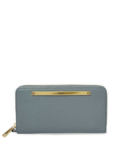 

Fossil Blue Solid Leather Clutch