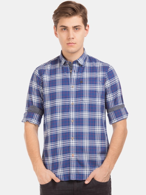 

Arrow Men Blue & White Slim Fit Checked Casual Shirt