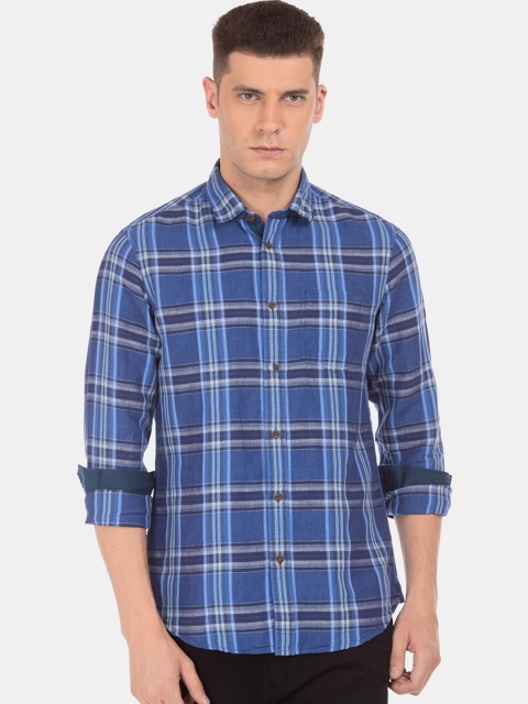 

Arrow Men Blue & White Slim Fit Checked Casual Shirt