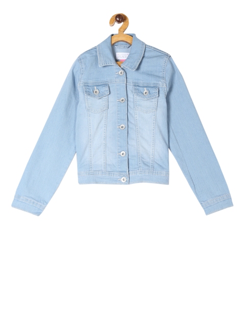 

The Childrens Place Girls Blue Solid Denim Jacket