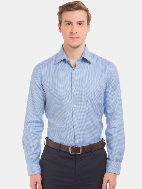 

Arrow Men Blue & White Slim Fit Checked French Placket Formal Shirt