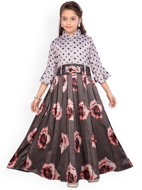 

Aarika Girls Pink & Brown Printed Maxi Dress