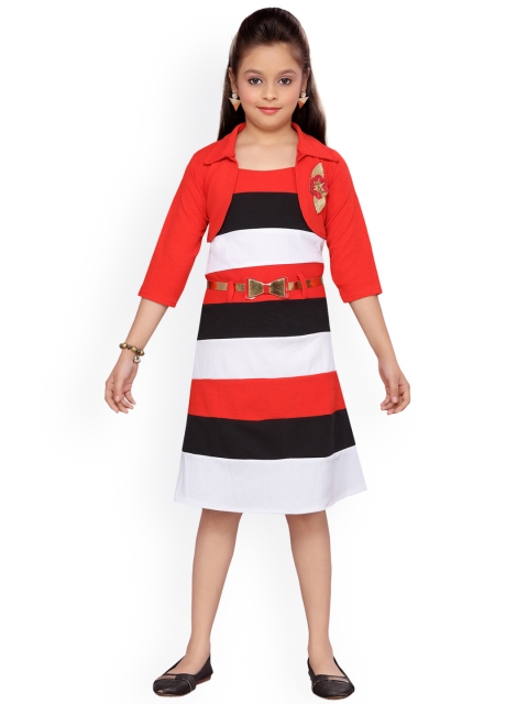 

Aarika Girls Red Striped Sheath Dress