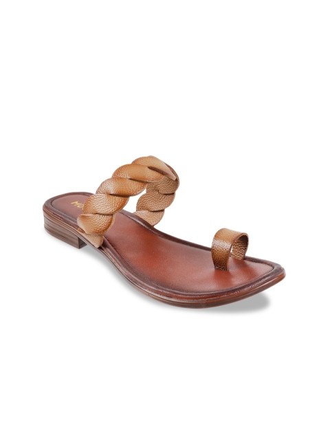 

Mochi Women Beige Solid Leather One Toe Flats