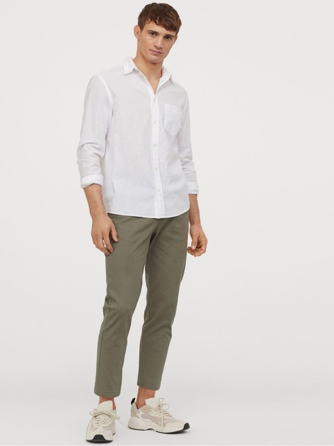 

H&M Men Green Cropped Chinos Slim Fit